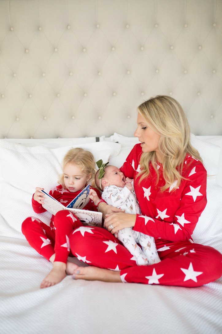 White Star Pajama Set for Mom Red